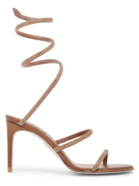 RENE CAOVILLA Women's 80MM Crystal-Embellished Satin Sandals - Brown Satin Smoked Topaz