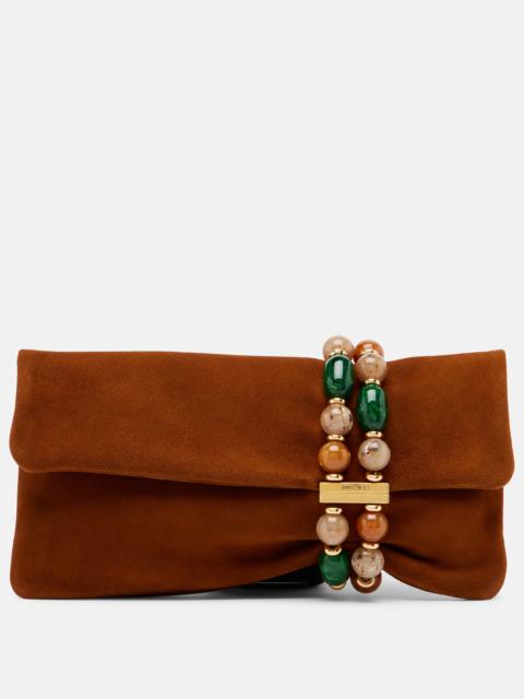 JIMMY CHOO Zandra beaded suede clutch