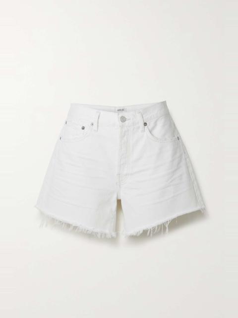 AGOLDE Long Parker distressed denim shorts