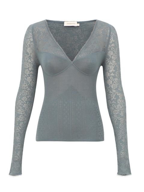 Zimmermann POINTELLE LACE V NECK TOP
