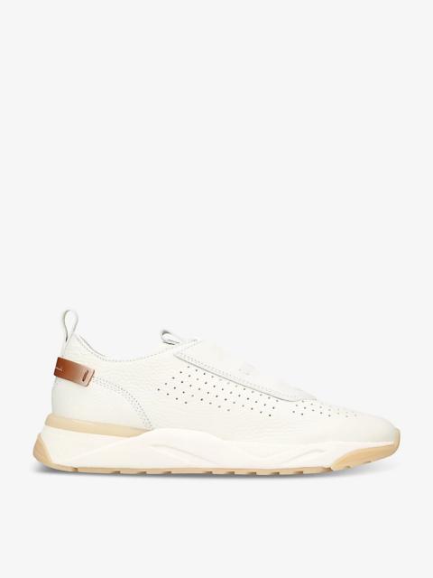 Santoni Perforated leather low-top trainers
