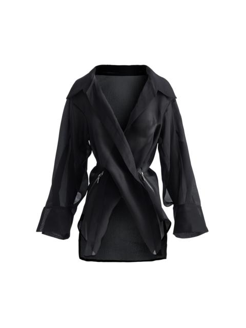 Phormium Zip-Detailed Top black