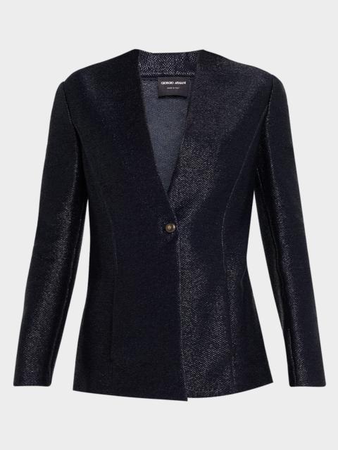 GIORGIO ARMANI Metallic Raffia Single-Breasted Jacket