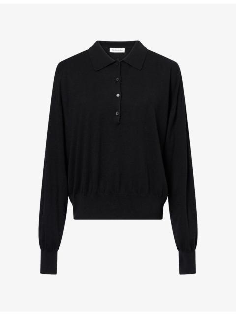 The Frankie Shop Croydon Padded-Shoulder Wool-Blend Polo Top