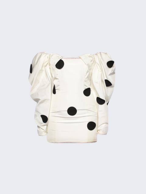 La Robe Taffeta Mini Dress Off White And Black Dots