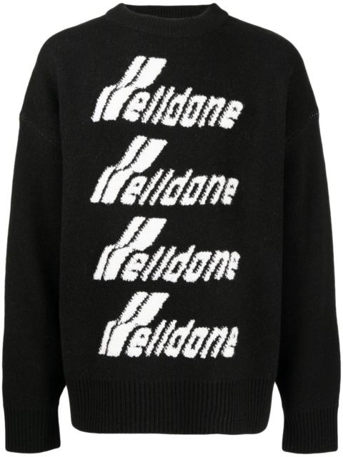 black logo-intarsia sweater