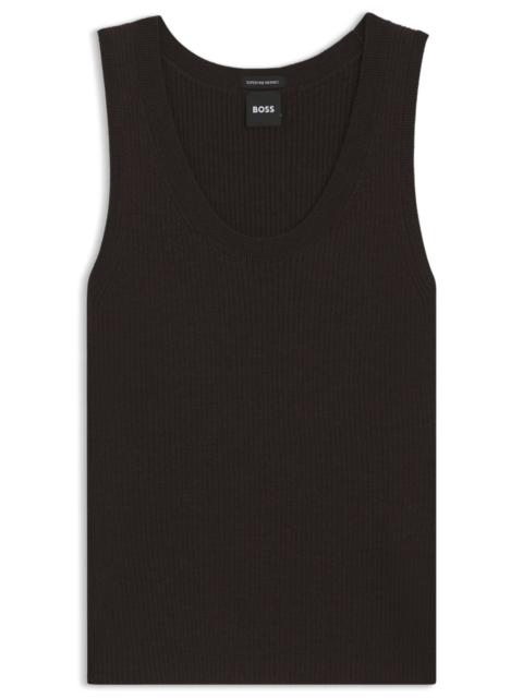 BOSS SLEEVELESS RIBBED TOP IN VIRGIN WOOL