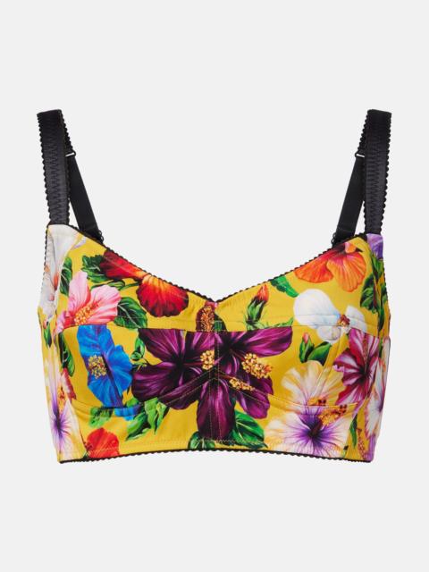 Dolce & Gabbana Floral silk-blend crop top