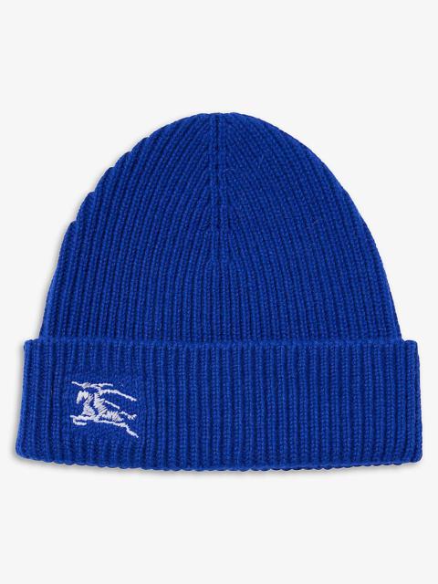 Logo-embroidered ribbed cashmere beanie