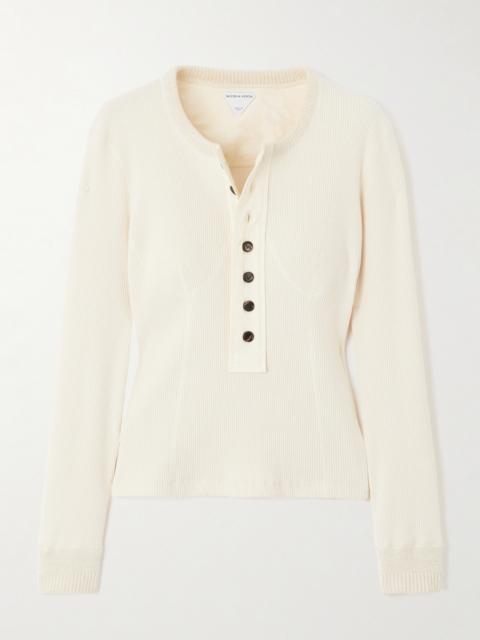 Bottega Veneta Ribbed Stretch-cotton Henley Top
