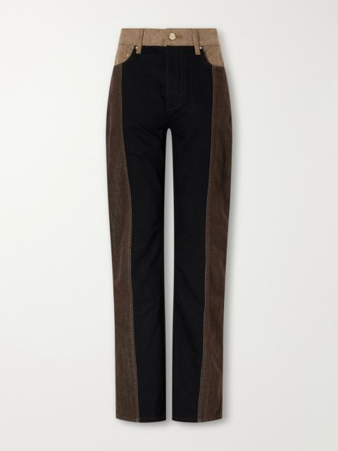 OSSOU Jane paneled high-rise straight-leg jeans Multi