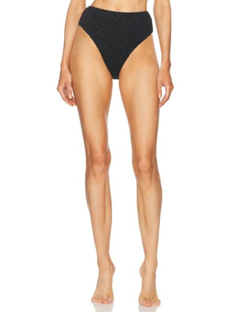 PatBO Metallic Jacquard High Waist Bikini Bottom