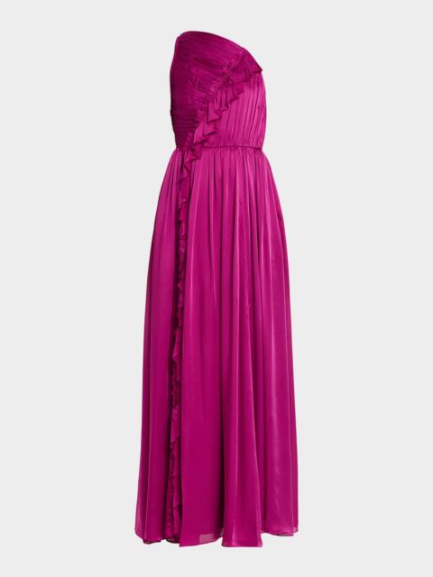 ULLA JOHNSON Aisha Asymmetric Silk Chiffon Gown