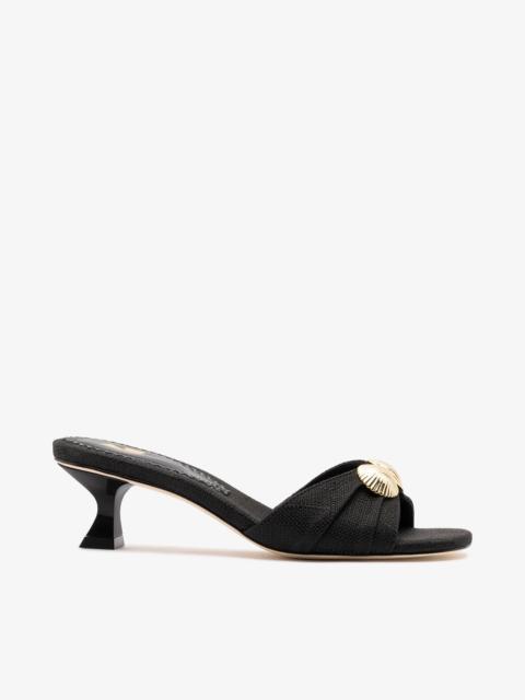 Larroudé Coquile Mule Black Raffia