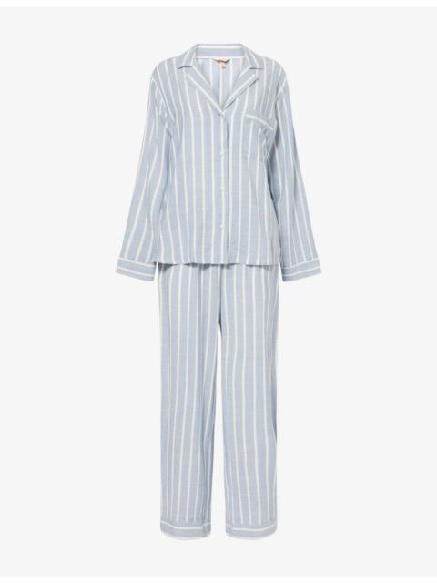 eberjey Nautico Striped Long-Sleeve Cotton-Blend Pyjama Set