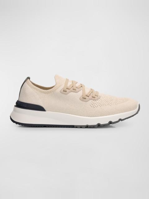 Brunello Cucinelli Men's Melange Knit Runner Sneakers
