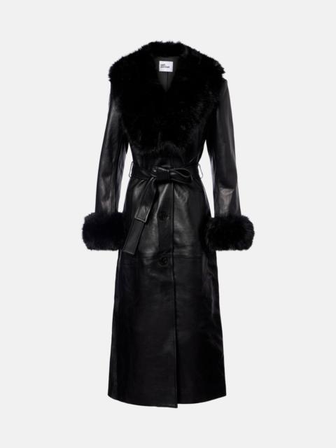 self-portrait Belted leather coat