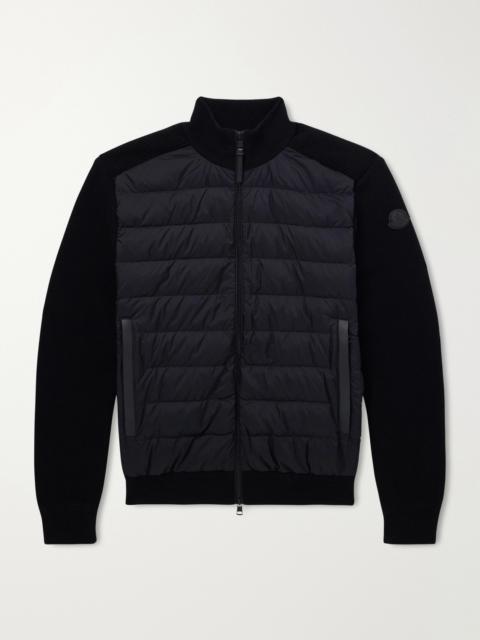 Moncler Logo-Appliquéd Cashmere-Blend and Quilted Shell Down Jacket