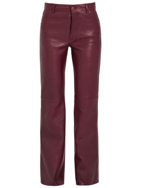 Chloé Chloe Flared-leg Grained Leather Trousers