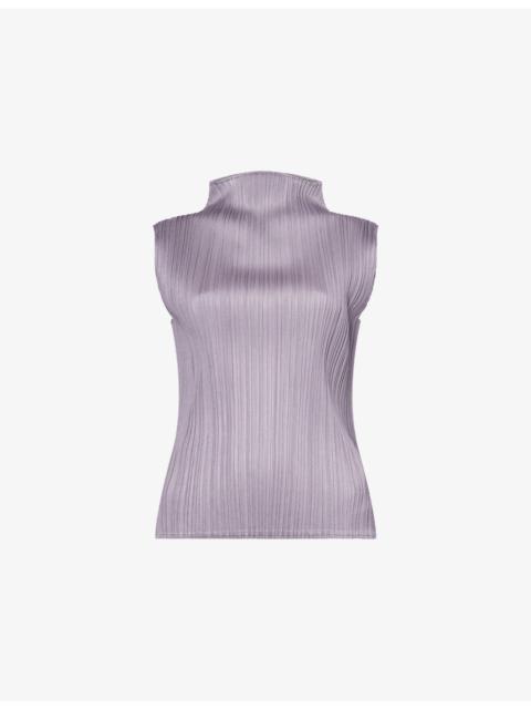 Pleats Please Issey Miyake Basics Mock-Neck Knit Top