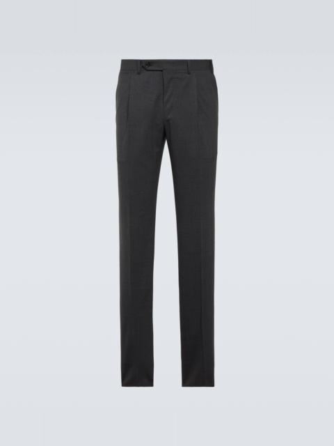 Wool-blend straight pants