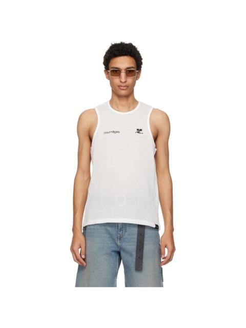 courrèges White Printed Mesh Tank Top
