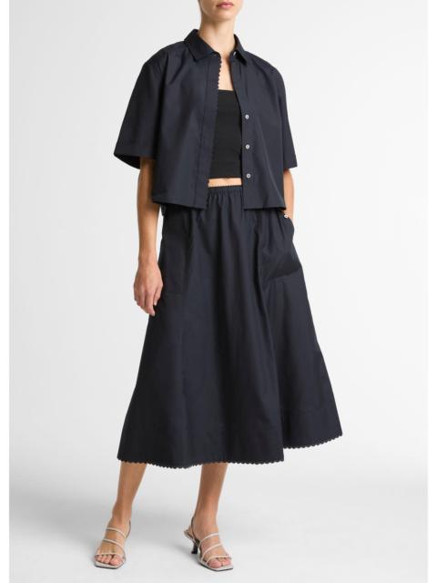 Vince Scallop-Detail Cotton Midi Skirt