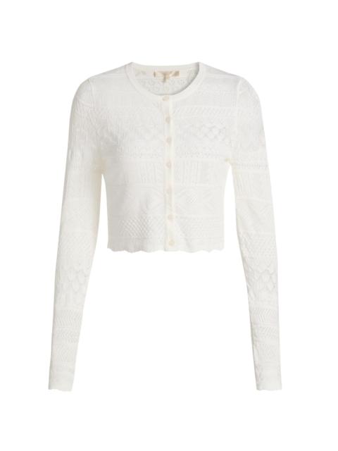 LoveShackFancy Women's Brigette Pointelle Knit Cardigan - Light Chai