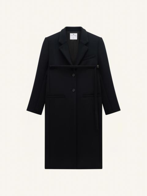 courrèges STRAP WOOL TAILORED COAT