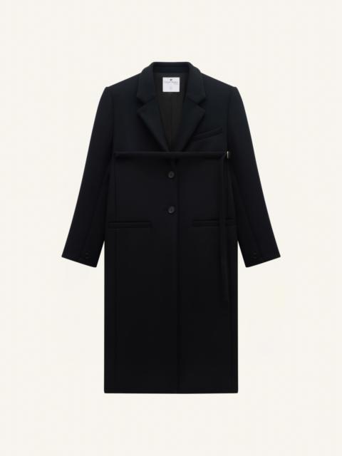 courrèges STRAP WOOL TAILORED COAT