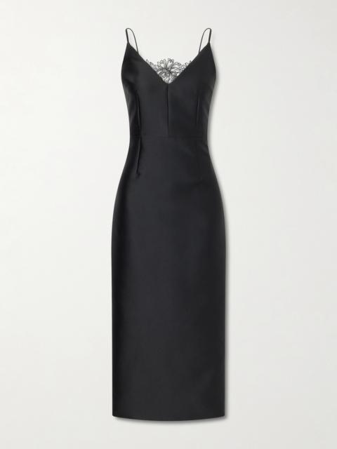 EMILIA WICKSTEAD + Manolo Blahnik Libera Lace-trimmed Cady Midi Dress
