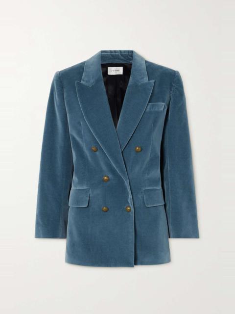 FRAME Double-breasted cotton-blend velvet blazer