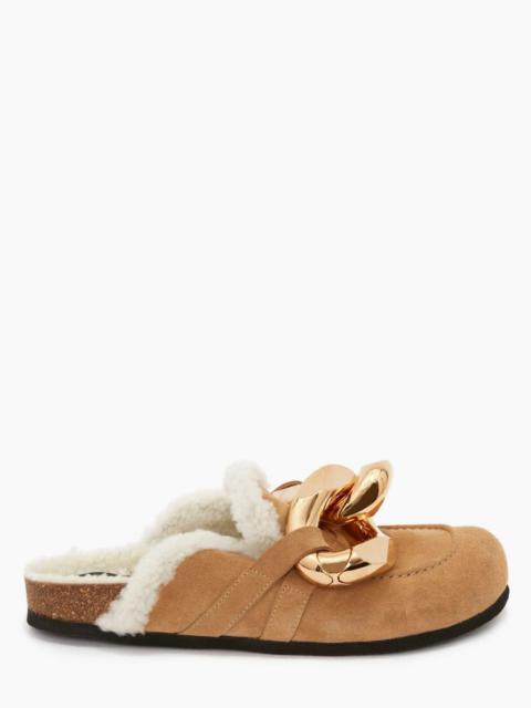 JW Anderson MEN’S SHEARLING CHAIN LOAFER MULES