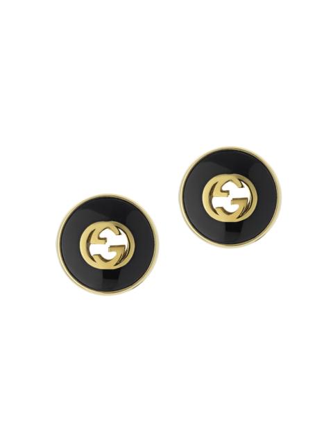 GUCCI Women's Interlocking G 18K Yellow Gold & Black Onyx Stud Earrings - Yellow Gold