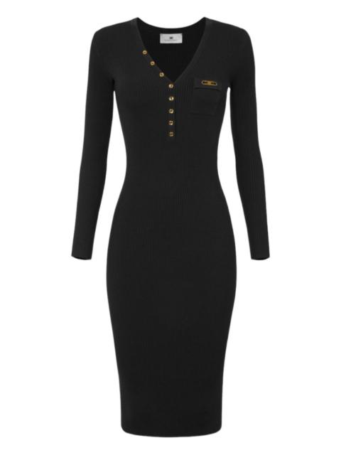 ELISABETTA FRANCHI ribbed button-fastening midi dress