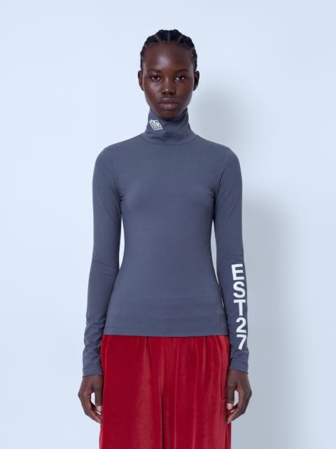 LACOSTE Runway High Neck Printed Stretch T-shirt