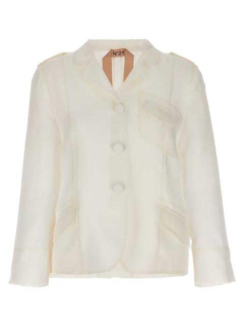 N°21 Single-Breasted Silk Blazer Blazer And Suits White