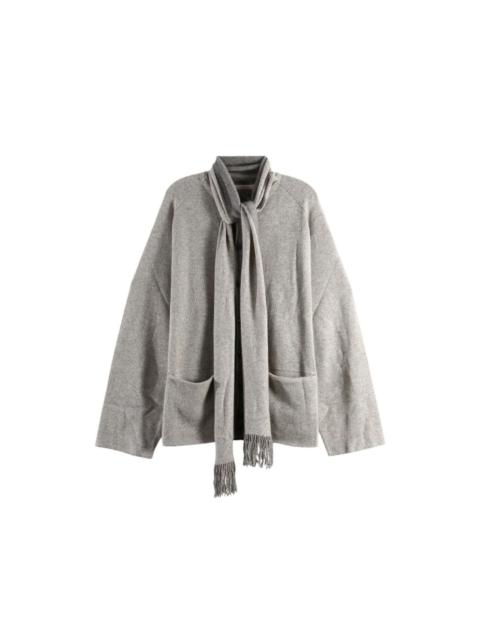 Ziggy Chen fringed-scarf wool cardigan