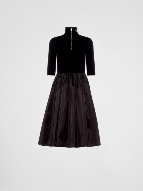 Re-Nylon and viscose wool midi dress