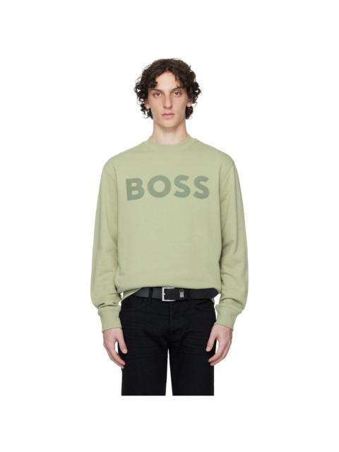 BOSS Khaki Relaxed-Fit Cotton-Terry Logo Sweatshirt