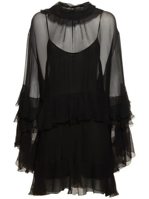 Chloé Ruffled sheer mini dress