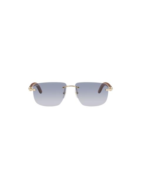 Cartier Brown & Gold Square Sunglasses