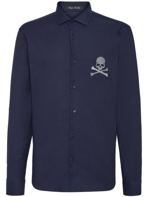 PHILIPP PLEIN skull-embroidered poplin shirt