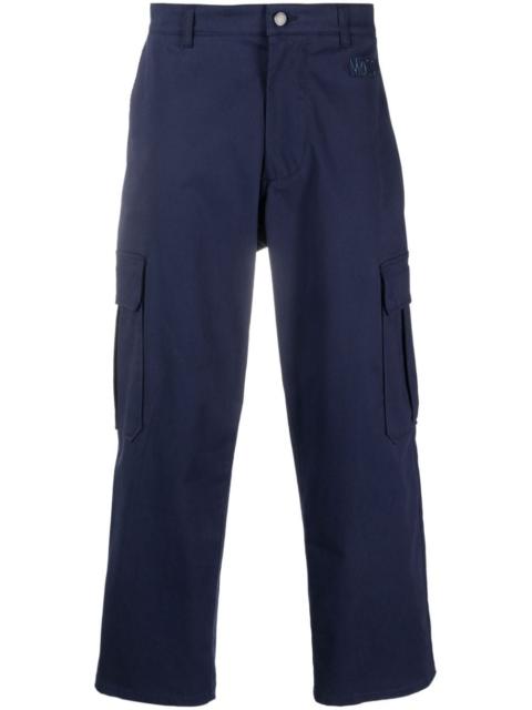 Moschino logo-embroidered cotton cropped trousers