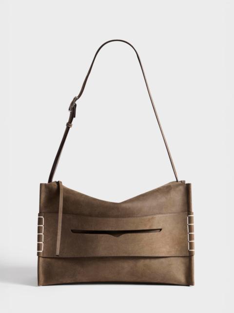 JW Anderson MESSENGER LOAFER BAG IN DARK TAUPE WAXED SUEDE