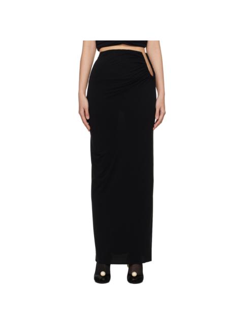 Black Hip Plunge Maxi Skirt