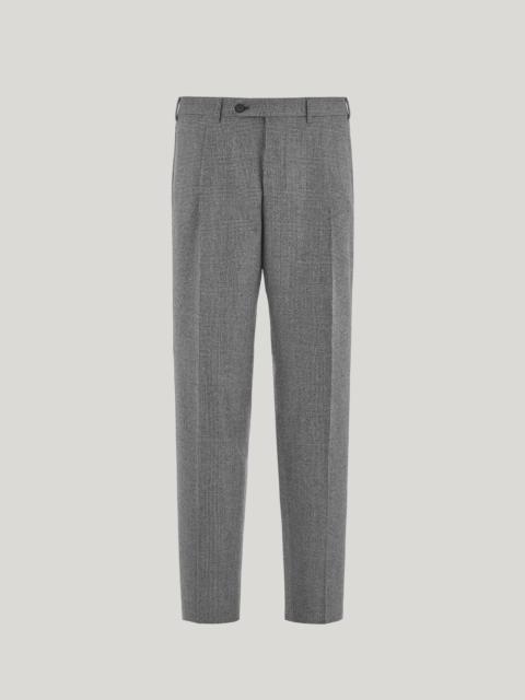 Canali BLACK AND WHITE WOOL FLANNEL PRINCE OF WALES REGULAR-FIT PANTS
