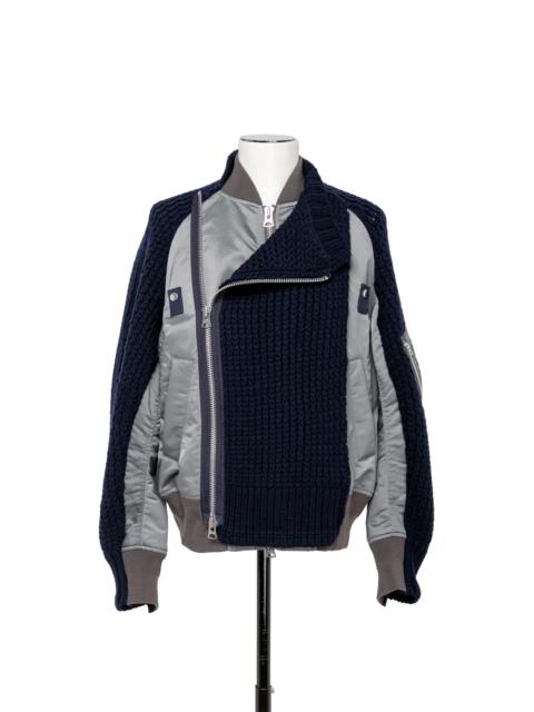 Nylon Twill Mix Knit Blouson