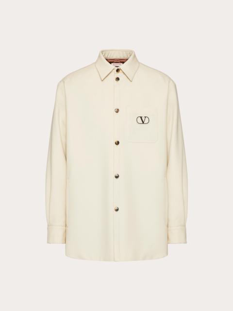 WOOL GABARDINE SHIRT JACKET WITH VLOGO SIGNATURE PATCH