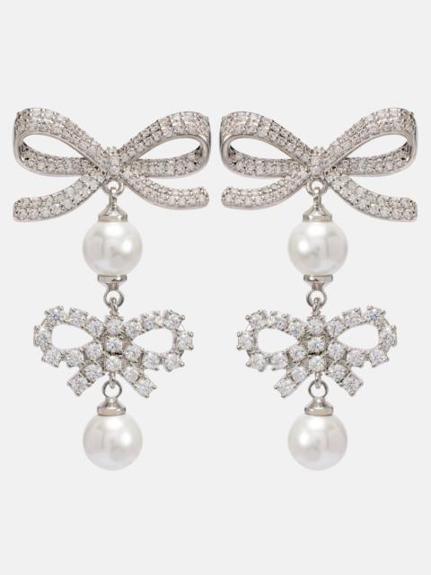 self-portrait Bow-detail embellished faux pearl earrings